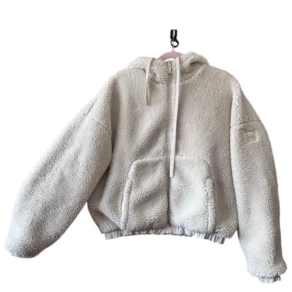 Alo Yoga Duality Reversible Sherpa Jacket‎ Women's Size S/M Bone White